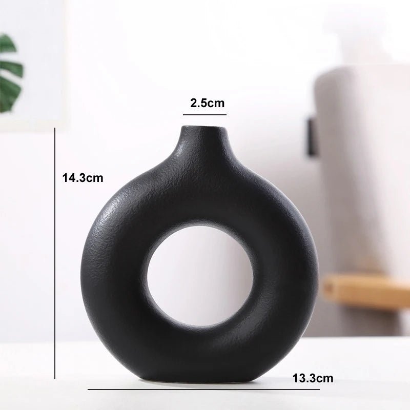 Vaso Nórdico Circular Oco – Decoração Elegante e Moderna - Outlet do Cazé