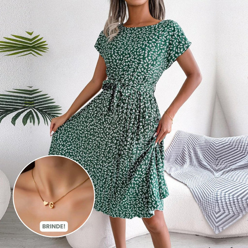 Vestido Midi Floral - Elegância e Charme - Outlet do Cazé