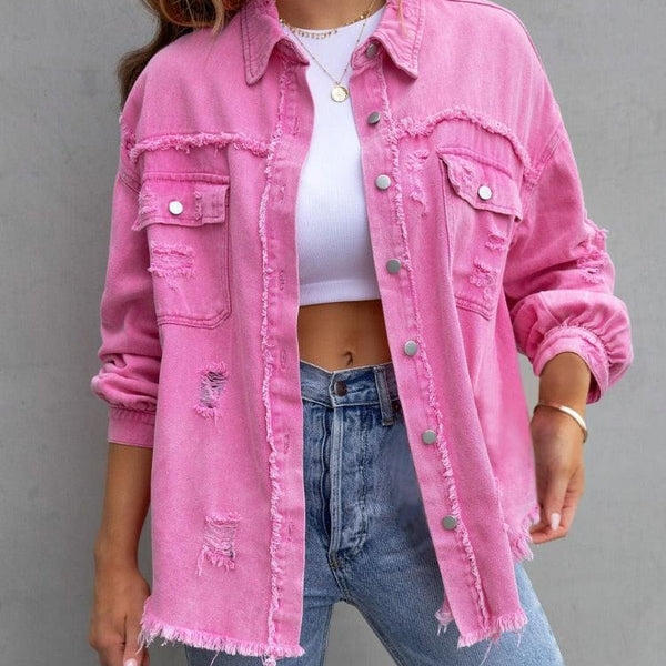 Jaqueta jeans feminina colorida sales
