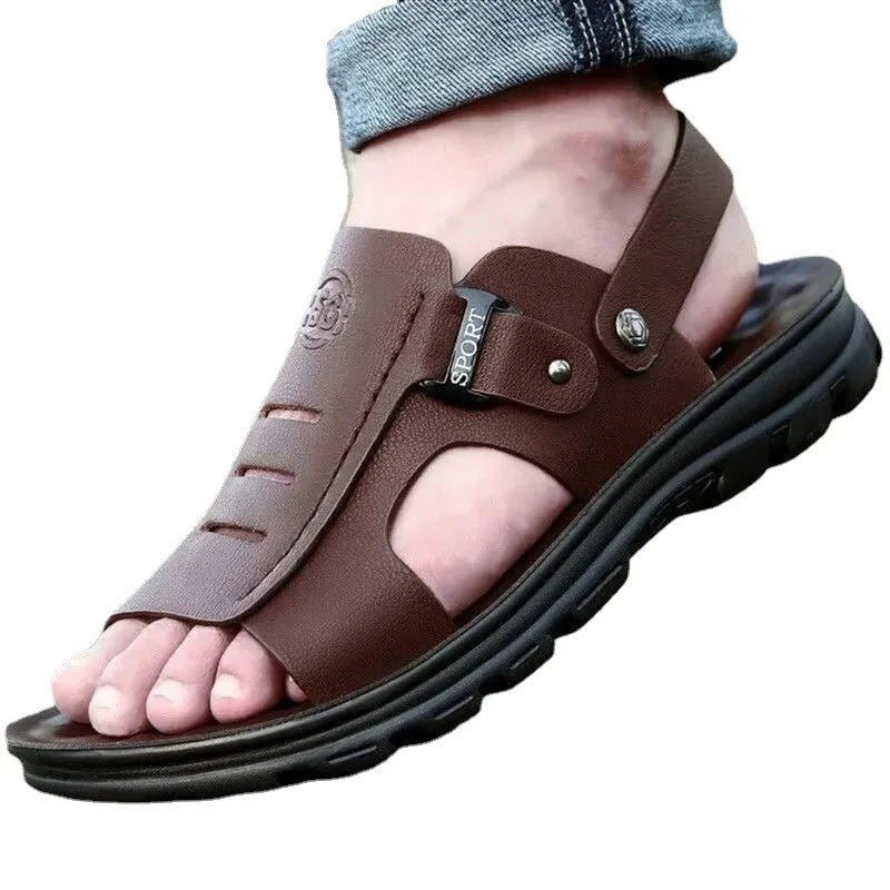 Sandália de Praia Masculino em Couro - Outlet do Cazé