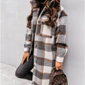 Sobretudo Feminino - Lã Xadrez - Trench Coat Fashion - Outlet do Cazé