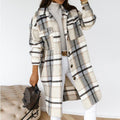 Sobretudo Feminino - Lã Xadrez - Trench Coat Fashion - Outlet do Cazé