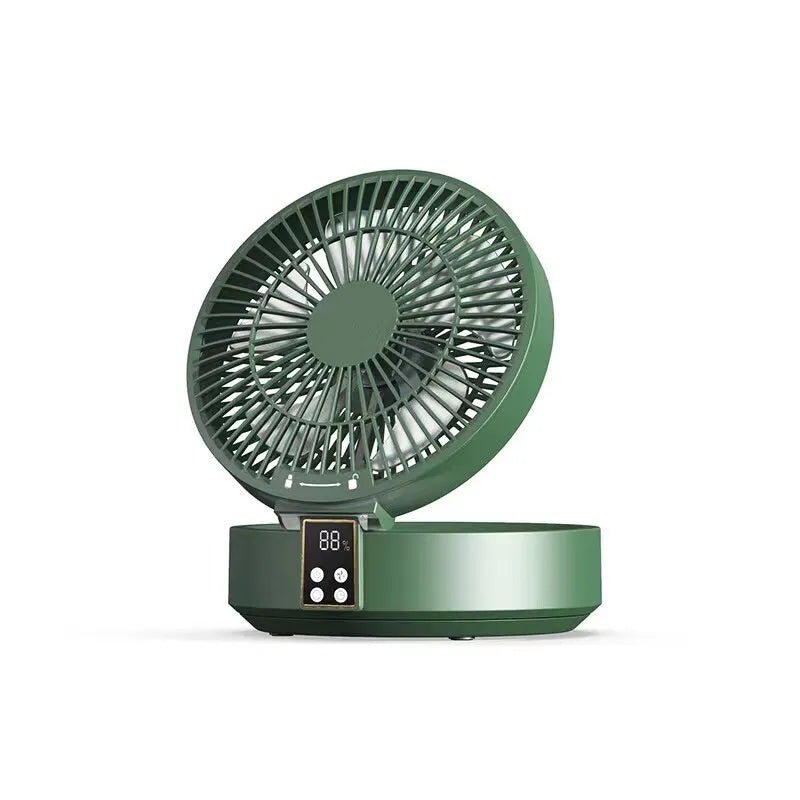 Ventilador Elétrico Dobrável com Controle Remoto - Portátil, Recarregável por USB, Luz Noturna - Ideal para Uso Doméstico e de Viagem - Outlet do Cazé